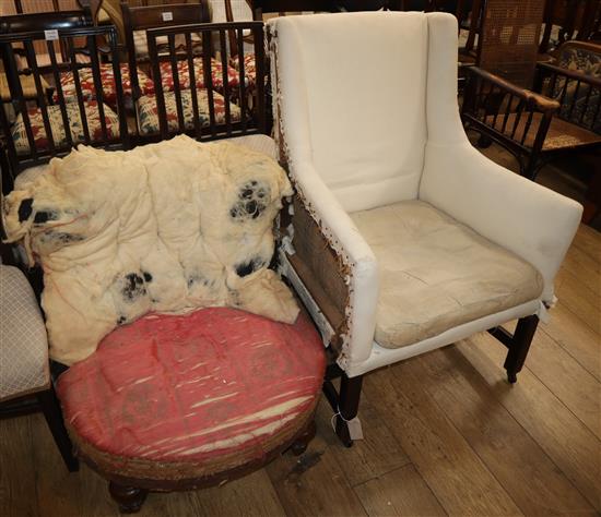 A George III armchair and a Victorian salon chair